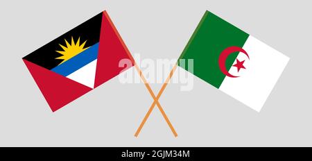 Drapeaux croisés de l'Algérie et d'Antigua-et-Barbuda Illustration de Vecteur