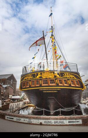 Vue sur la poupe du paquebot SS de Brunel en Grande-Bretagne, Bristol, Royaume-Uni Banque D'Images