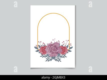 Magnifique motif Digital peint à la main, aquarelle féminine, cadre floral de qualité supérieure Illustration de Vecteur