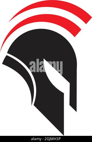 Modèle d'illustration vectoriel du logo du casque guerrier Spartan Illustration de Vecteur