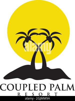Modèle vectoriel d'inspiration pour le logo de l'arbre de noix de coco Illustration de Vecteur