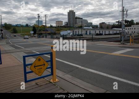 La gare d'Anchorage, en Alaska, est généralement le début d'une aventure en Alaska par rail. Banque D'Images