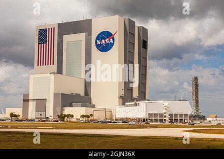 CENTRE Kennedy SOACE, États-Unis - AVRIL 21 : bâtiment d'assemblage de véhicules NASA au Centre spatial Kennedy, Floride. Banque D'Images