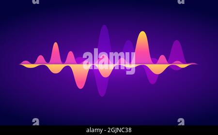 Onde sonore abstraite, fond d'égaliseur audio de musique. Visualisation des ondes sonores vocales colorées, concept de vecteur de forme d'onde radio numérique. Technologie futuriste pour l'enregistrement et la reconnaissance de la parole Illustration de Vecteur
