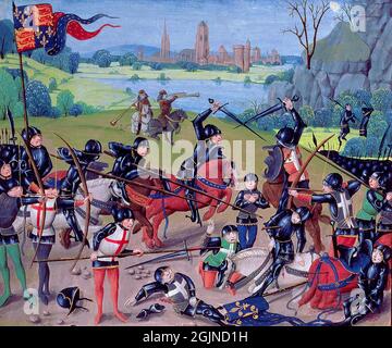 Scènes de la bataille d'Agincourt en 1415 Banque D'Images