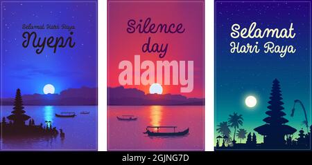 Balinais Nyepi et silence jour des affiches vecteur Illustration de Vecteur