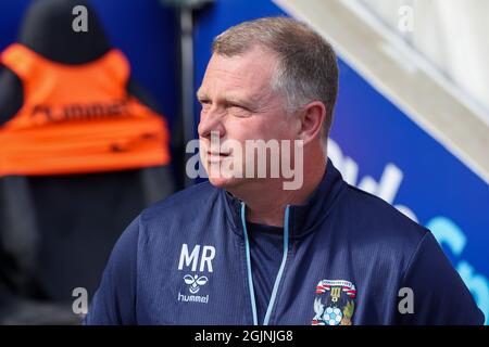 Coventry, Royaume-Uni. 11 septembre 2021. Mark Robins, directeur de Coventry City, avant le match de championnat Sky Bet entre Coventry City et Middlesbrough à la Ricoh Arena, à Coventry, le samedi 11 septembre 2021. (Credit: John Cripps | MI News) Credit: MI News & Sport /Alay Live News Banque D'Images