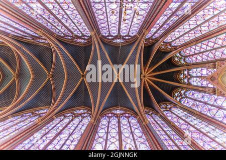 Intérieur de la Sainte Chapelle, Ile de la Cité à Paris, France, Europe Banque D'Images