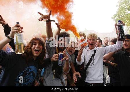 Amsterdam, pays-Bas. 11 septembre 2021. Des milliers de personnes participent à la manifestation de mars « Unmute US » contre les restrictions du coronavirus à West Park le 11 septembre 2021 à Amsterdam, pays-Bas. Les organisateurs de festivals et d'événements protestent simultanément dans diverses villes du pays, et exigent que les événements puissent se dérouler à nouveau à pleine capacité, alors que les États continuent de lutter contre la propagation de la souche du coronavirus delta. (Photo de Paulo Amorim/Sipa USA) Credit: SIPA USA/Alay Live News Banque D'Images