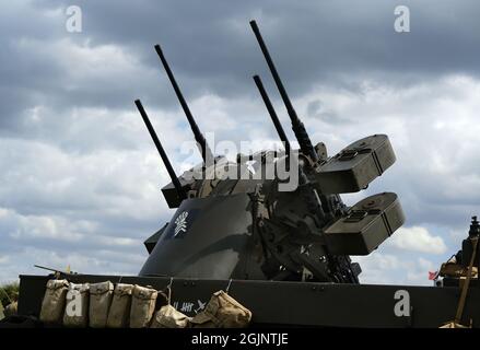 Mitrailleuse lourde de calibre 50 américaine pour l'infanterie, l'aviation et l'utilisation de véhicules. Banque D'Images