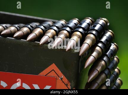 Munitions de mitrailleuse de la Seconde Guerre mondiale. Banque D'Images