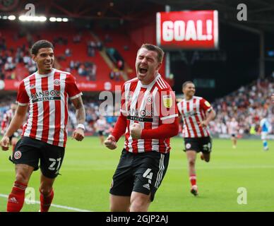 Sheffield, Angleterre, le 11 septembre 2021. John Fleck, de Sheffield Utd, célèbre le deuxième but du match du championnat Sky Bet à Bramall Lane, Sheffield. Le crédit photo devrait se lire: Simon Bellis / Sportimage Banque D'Images