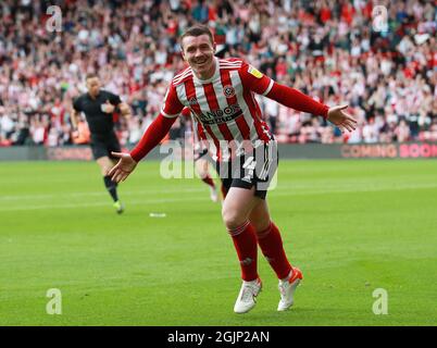 Sheffield, Angleterre, le 11 septembre 2021. John Fleck, de Sheffield Utd, célèbre le deuxième but du match du championnat Sky Bet à Bramall Lane, Sheffield. Le crédit photo devrait se lire: Simon Bellis / Sportimage Banque D'Images