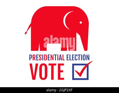 Bannière vintage Vector pour l'élection présidentielle de 2024 aux États-Unis.Illustration vectorielle de l'éléphant de la partie républicaine.Vote 2024. Illustration de Vecteur