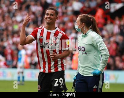 Sheffield, Angleterre, le 11 septembre 2021. Lliman n'Diaye, de Sheffield Utd, fête ses heures de match au championnat Sky Bet à Bramall Lane, Sheffield. Le crédit photo devrait se lire: Simon Bellis / Sportimage Banque D'Images