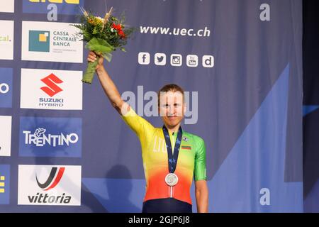 Trento, Italie. 11 septembre 2021. Rasa LELEIVYTE (LTU) pendant les Championnats d'Europe de route de l'UEC - Elite Women Road Race, Street Cycling à Trento, Italie, septembre 11 2021 crédit: Independent photo Agency/Alamy Live News Banque D'Images