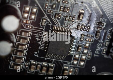 Détails d'une carte de circuit imprimé principale ou de type MObo Banque D'Images