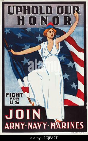 Affiche de recrutement « faire respecter notre honneur », 1914-18 Banque D'Images