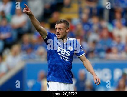 Leicester, Angleterre, 11 septembre 2021. Jamie Vardy de Leicester City pendant le match de la Premier League au King Power Stadium de Leicester. Le crédit photo doit être lu : Darren Staples / Sportimage Banque D'Images