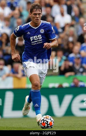 Leicester, Angleterre, 11 septembre 2021. Jannik Vestergaard de Leicester City pendant le match de la Premier League au King Power Stadium de Leicester. Le crédit photo doit être lu : Darren Staples / Sportimage Banque D'Images