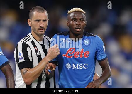 Naples, Italie. 11 septembre 2021. Leonardo Bonucci de Juventus FC et pendant la série Un match de football 2021/2022 entre SSC Napoli et Juventus FC au stade Diego Armando Maradona à Naples (Italie), le 11 septembre 2021. Photo Cesare Purini/Insidefoto crédit: Insidefoto srl/Alay Live News Banque D'Images