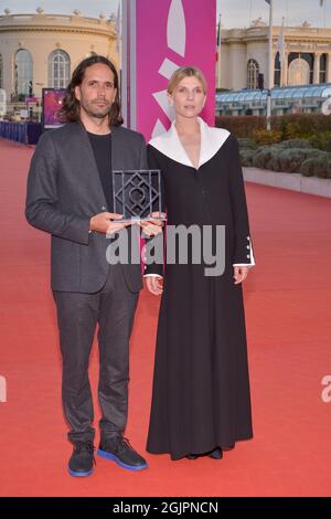 Pascual Sisto, Clemence Poesy participe à la photo des lauréats lors du 47e Festival du film américain de Deauville à Deauville, France, le 11 septembre 2021. Photo de Julien Reynaud/APS-Medias/ABACAPRESS.COM Banque D'Images