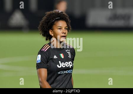 Sara Gama de Juventus FC en action pendant le match de l'UEFA Women Champions League 2021/2022 entre Juventus FC et Vllaznia à Juventus Training Banque D'Images