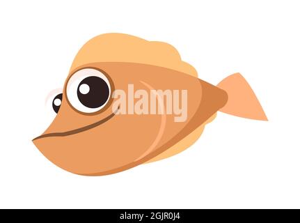 Poisson. Monde sous-marin. Aquarium ou marin tropical. Isolé sur fond blanc. Illustration de style dessin animé. Conception plate. Art vectoriel Illustration de Vecteur