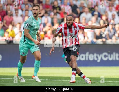 Brentford, Royaume-Uni. 11 septembre 2021. Brentford Bryan Mbeumo lors du match de la Premier League entre Brentford et Brighton et Hove Albion au stade communautaire de Brentford, Brentford, Angleterre, le 11 septembre 2021. Photo par Andrew Aleksiejczuk/Prime Media Images. Crédit : Prime Media Images/Alamy Live News Banque D'Images