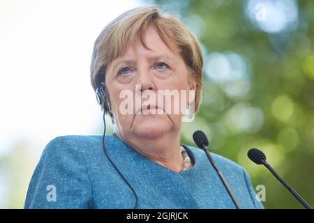 Varsovie, Mazovie, Pologne. 11 septembre 2021. Le Premier ministre MATEUSZ MORAWIECKI a rencontré à Varsovie la chancelière allemande ANGELA MERKEL. C'est ANGELA MERKEL le dernier voyage en Pologne en tant que chancelière de la République fédérale de Germany.in la photo: ANGERLA MERKEL (Credit image: © Hubert Mathis/ZUMA Press Wire) Banque D'Images