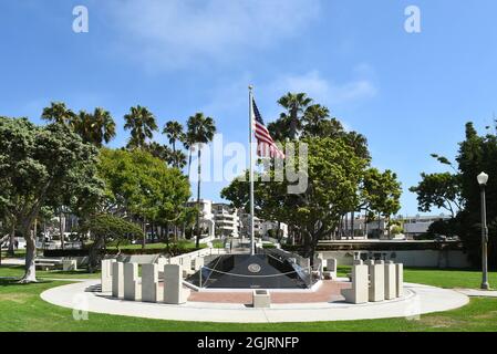 REDONDO BEACH, CALIFORNIE - 10 septembre 2021 : le Mémorial du Veterans Park à Redondo Beach. Banque D'Images