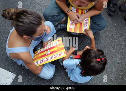 Barcelone, Espagne. 11 septembre 2021. 11 septembre 2021, Barcelone, Catalogne, Espagne: Manifestation massive pour l'indépendance à Barcelone pendant la Diada de Catalunya. Photo: JVB/Cordone Press Credit: CORDONE PRESS/Alamy Live News Banque D'Images