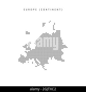 Carte à motif points carrés de l'Europe. Carte de pixels en pointillés isolée sur fond blanc. Illustration. Banque D'Images