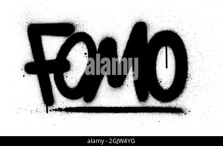 graffiti fomo abréviation vaporisée en noir sur blanc Illustration de Vecteur