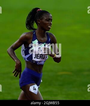 Zurich, le 09 septembre 2021 le vainqueur de Steeple Chase de 3000m Norah Jeruto (KEN) vu en action pendant la ligue de diamants Wanda au stade Litzigrund Zurich Switze Banque D'Images