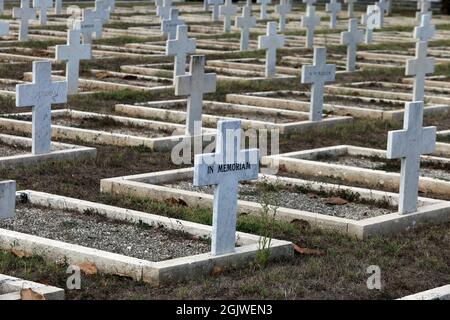 Venafro, Italie - 2 septembre 2021. Le cimetière militaire de guerre français Banque D'Images