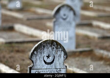 Venafro, Italie - 2 septembre 2021. Le cimetière militaire de guerre français Banque D'Images