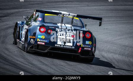 Oschersleben, Allemagne, 26 avril 2019 : Nissan GT-R conduit par Michael Schulze pendant le Trophée Spezial Tourenwagen à l'arène Motorsport Banque D'Images