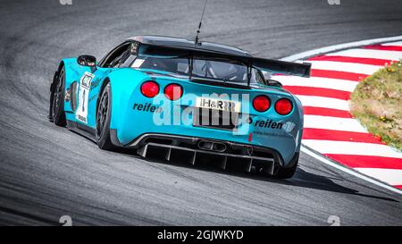 Oschersleben, Allemagne, le 26 avril 2019 : Corvette Z06 GT de Chevrolet conduite par le pilote de course Jurgen Bender pendant le Trophée Spezial Tourenwagen Banque D'Images