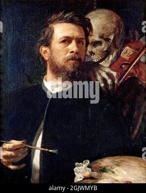 Art Arnold Böcklin - 'self-Portrait avec la mort jouer au violon - Banque D'Images