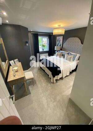 Oakwood New Show House Master Bedroom par Bellway Homes Banque D'Images