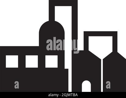 Modèle vectoriel d'inspiration pour le design du logo d'icône de bâtiment d'usine Illustration de Vecteur