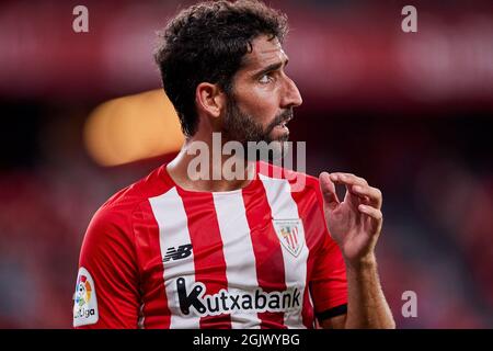 Raul Garcia of Athletic Club regarde pendant la ligue espagnole la Liga Santander, match de football joué entre Athletic Club et RCD Mallorca au stade San Mames le 11 septembre 2021 à Bilbao, Espagne Banque D'Images
