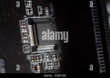 Détails sur le mobo de guitare électrique Banque D'Images