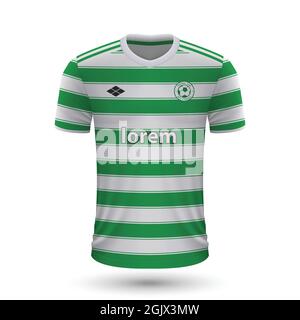 Maillot de football réaliste Celtic 2022, modèle en jersey pour kit de football. Illustration vectorielle Illustration de Vecteur