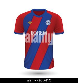 Maillot de football réaliste Crystal Palace 2022, modèle en jersey pour kit de football. Illustration vectorielle Illustration de Vecteur