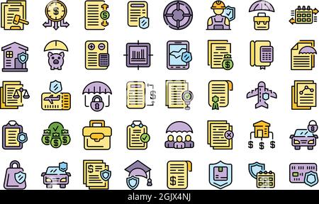 Icônes de responsabilité définies. Ensemble de lignes vectorielles de responsabilité icônes ligne fine couleur plat isolé sur blanc Illustration de Vecteur