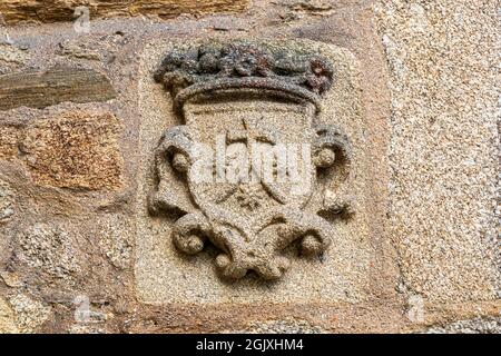 Saint-Jacques-de-Compostelle, Espagne. Emblème de la Vierge Marie du Mont Carmel (ordre des Carmes) à la Chapelle de O Carme de Abaixo (Bas Carmel) Banque D'Images