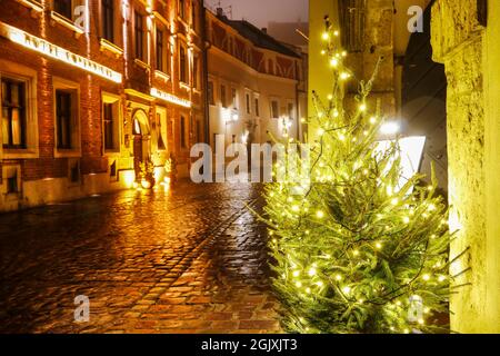 La rue Kanonicza à Cracovie, en Pologne. Banque D'Images