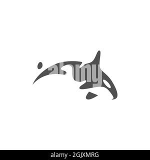 abstrait logo baleine icône vecteur plat concept graphique simple design élégant Illustration de Vecteur